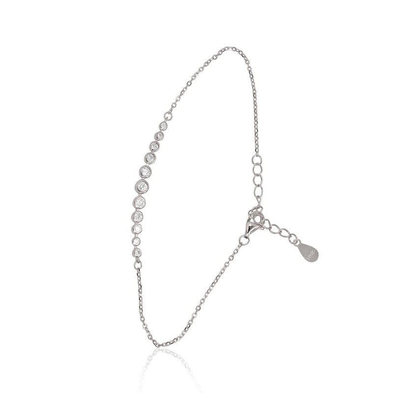 Silver bracelet, Silver 925°, Rhodium (Plating), Zirkons