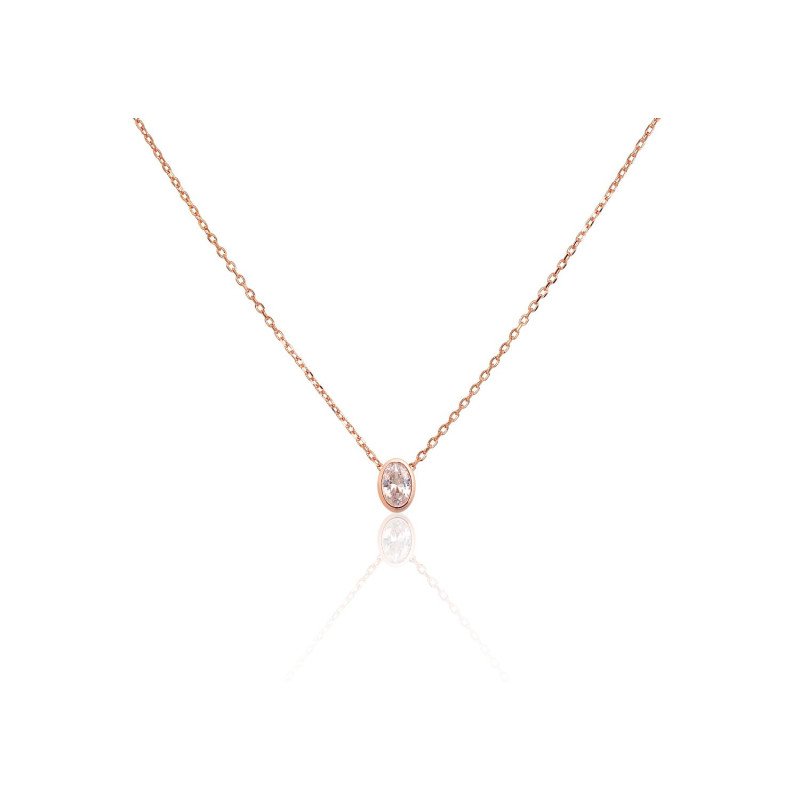 Silver necklace, Silver 925°, red gold (Plating), Zirkons