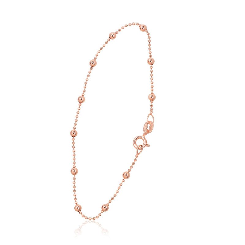 Silver chain Bead 1-3 mm, Silver 925°, red gold (Plating)