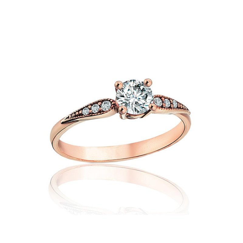 Gold ring, Red Gold 585°, Zirkons