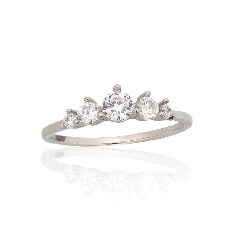 Silver ring, Silver 925°, Rhodium (Plating), Zirkons