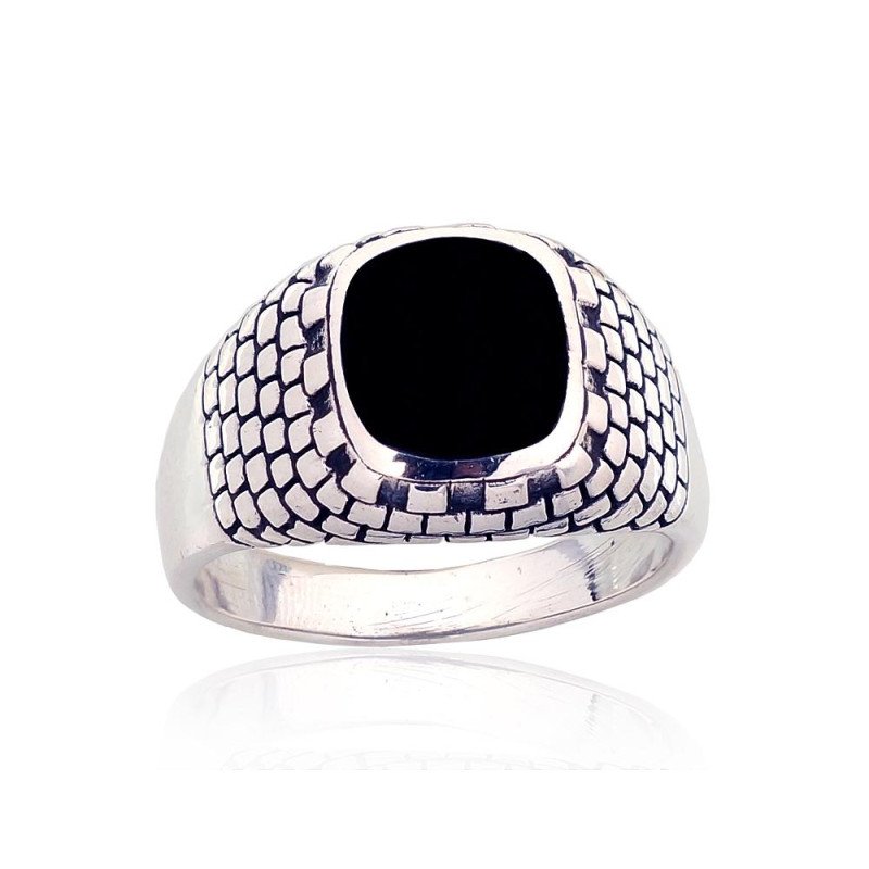 Silver ring, Silver 925°, oxide (Plating), Onix