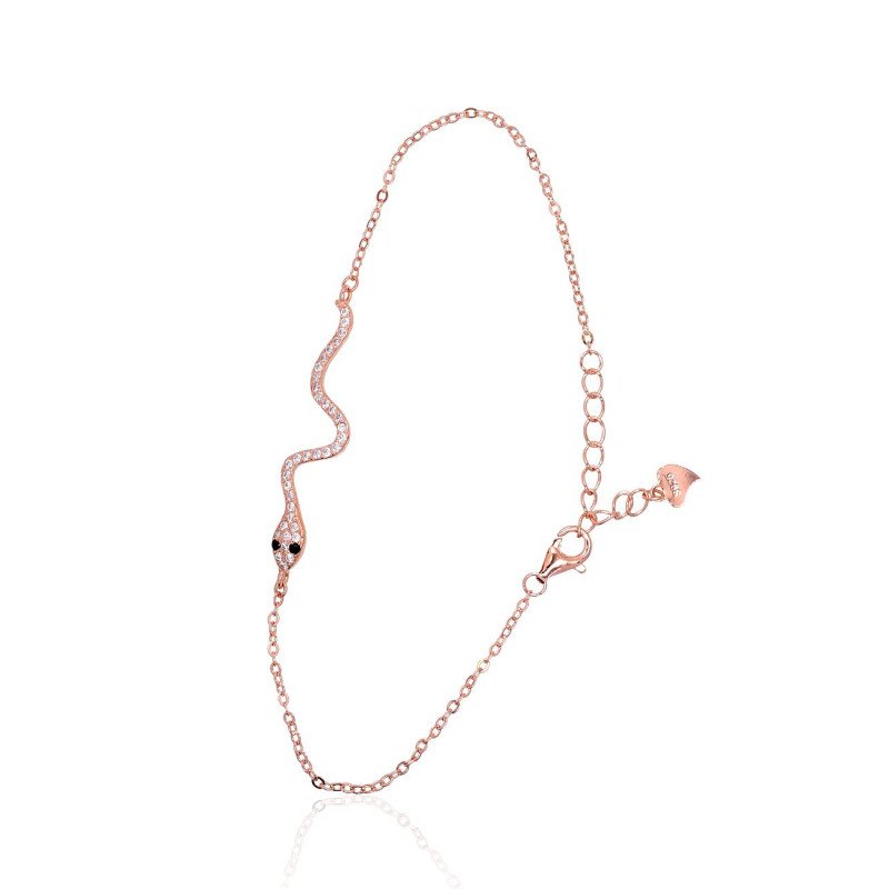 Silver bracelet, Silver 925°, red gold (Plating), Zirkons