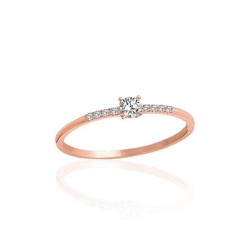 Gold ring, Red Gold 585°, Zirkons