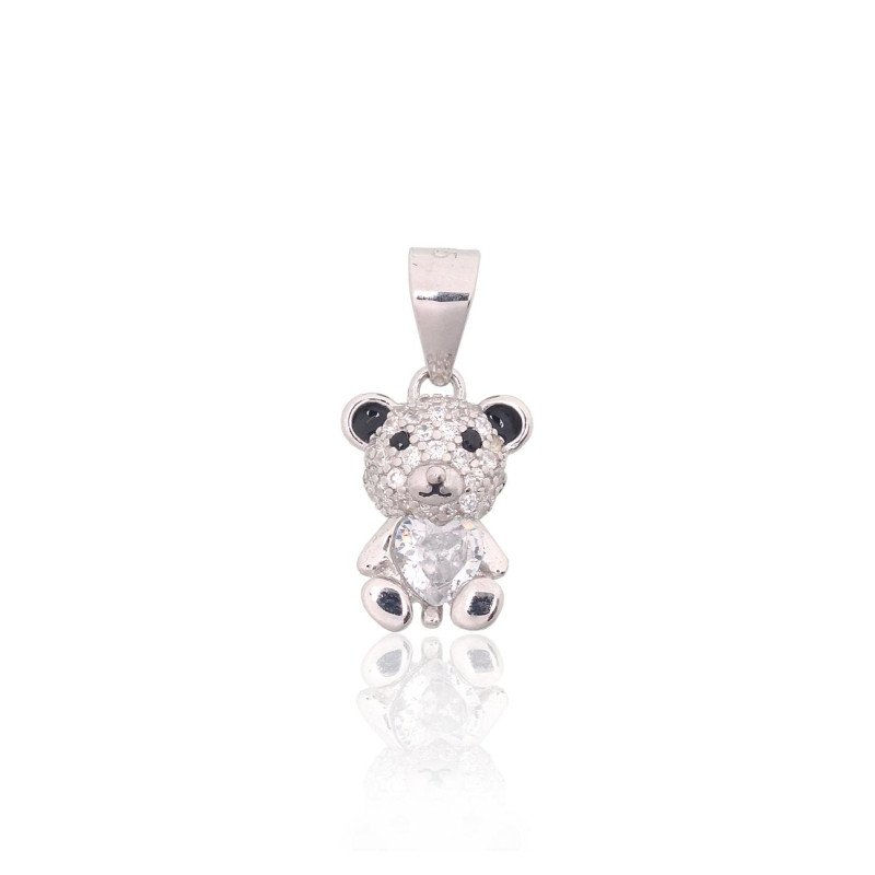 Серебряный кулон, Серебро 925°, родий (покрытие), Цирконы, Ювелирная эмаль