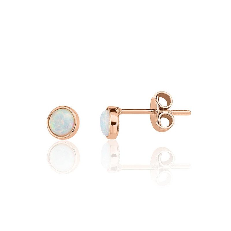 Gold classic studs earrings, Red Gold 585°, Opalit