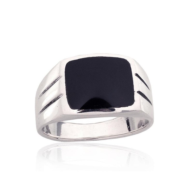 Серебряное кольцо, Серебро 925°, оксид (покрытие), Оникс