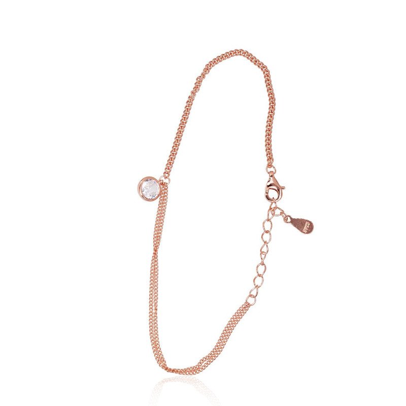 Silver bracelet, Silver 925°, red gold (Plating), Zirkons