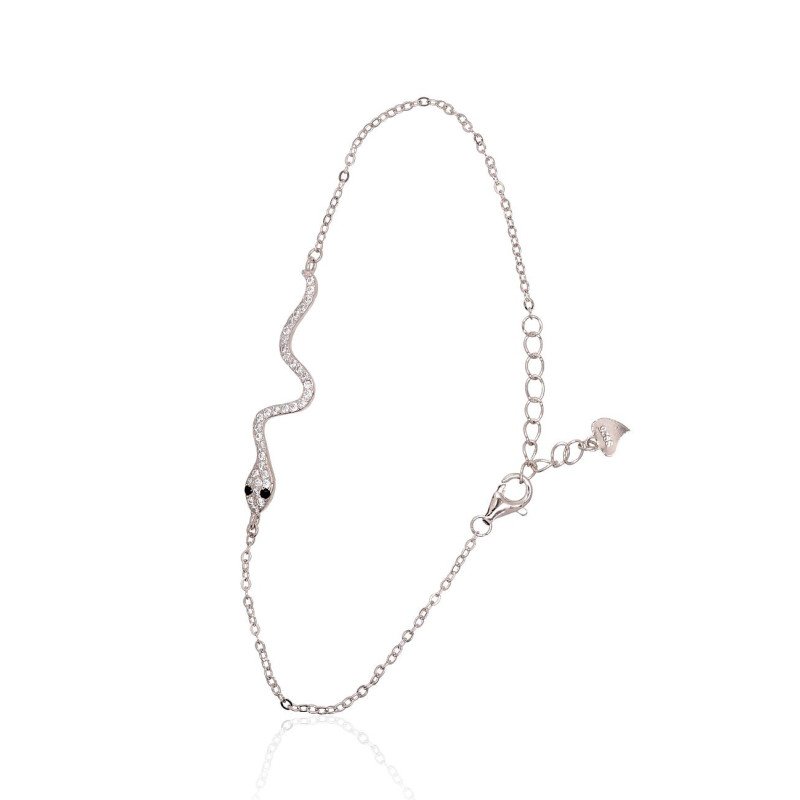 Silver bracelet, Silver 925°, Rhodium (Plating), Zirkons