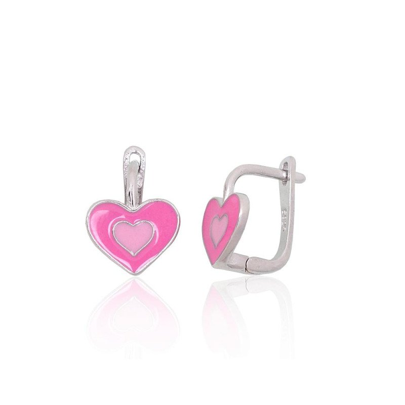 Silver earrings with 'english' lock, Silver 925°, Rhodium (Plating), Jewelery enamel
