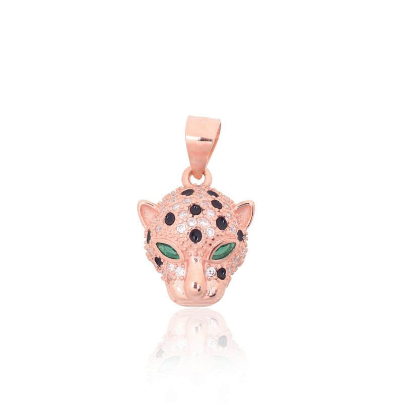 Silver pendant, Silver 925°, red gold (Plating), Zirkons, Jewelery enamel