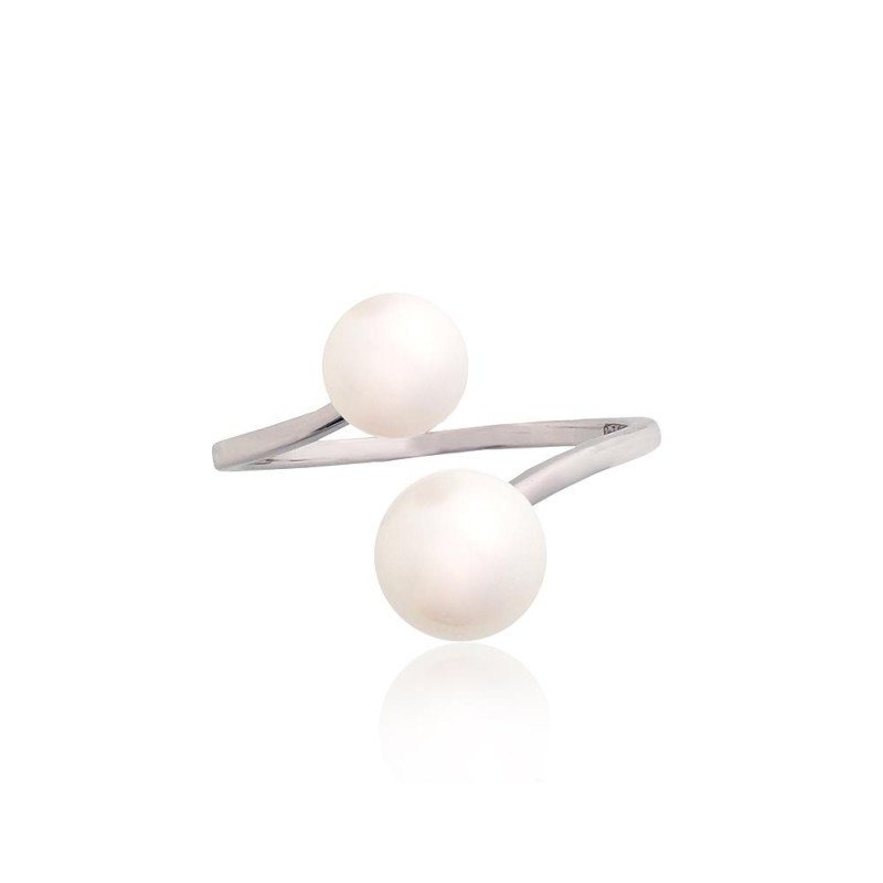 Silver ring, Silver 925°, Rhodium (Plating), Fresh-water Pearl