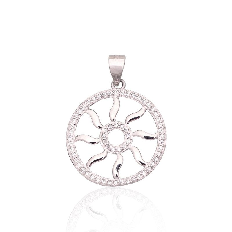 Silver pendant, Silver 925°, Rhodium (Plating), Zirkons