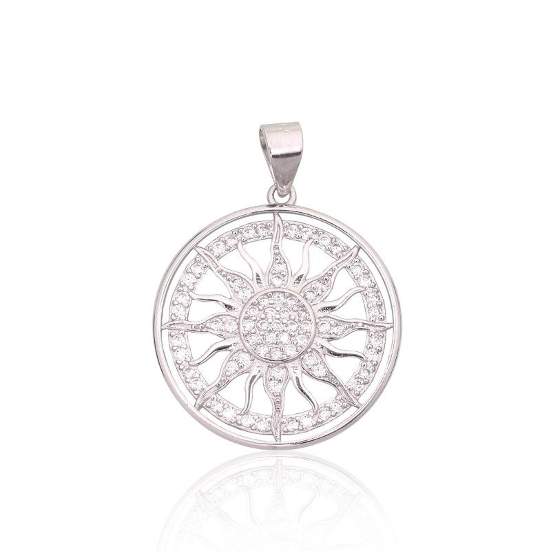 Silver pendant, Silver 925°, Rhodium (Plating), Zirkons