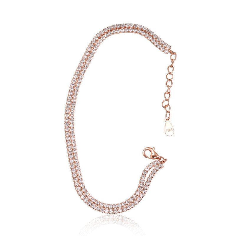 Серебряный браслет, Серебро 925°, красное золото (покрытие), Цирконы