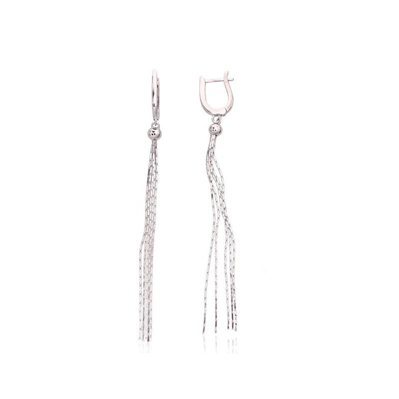 Silver earrings with 'english' lock, Silver 925°, Rhodium (Plating)