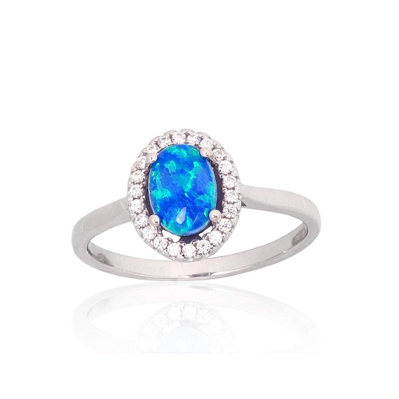 Silver ring, Silver 925°, Rhodium (Plating), Zirkons, Opalit