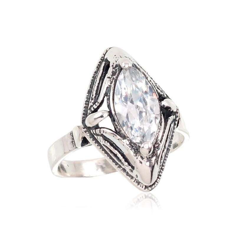 Серебряное кольцо, Серебро 925°, оксид (покрытие), Цирконы