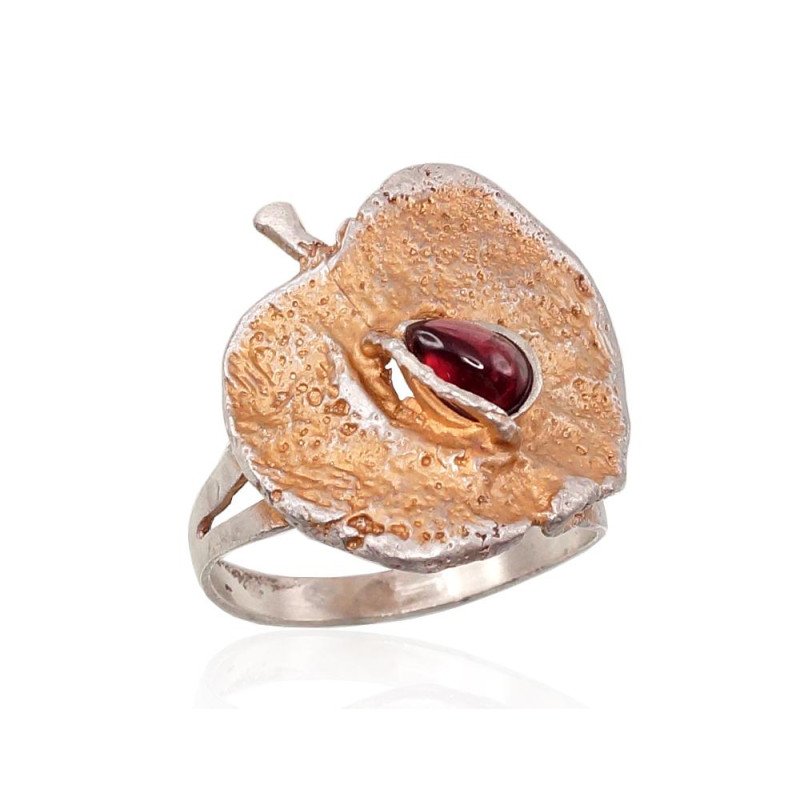 Серебряное кольцо, Серебро 925°, оксид (покрытие), Гранат