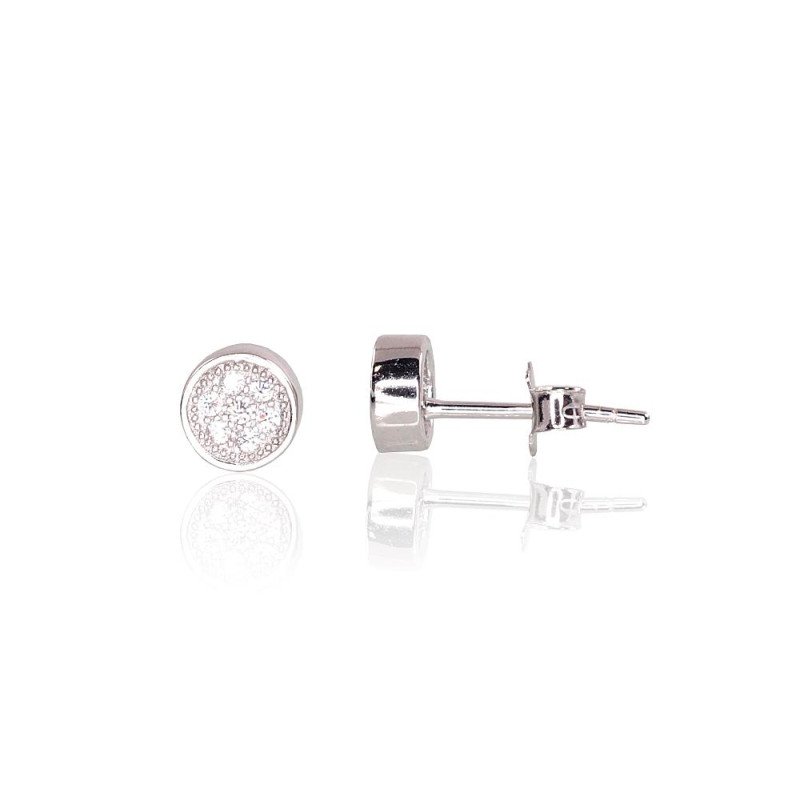 Серебряные серьги-пуссеты, Серебро 925°, родий (покрытие), Цирконы