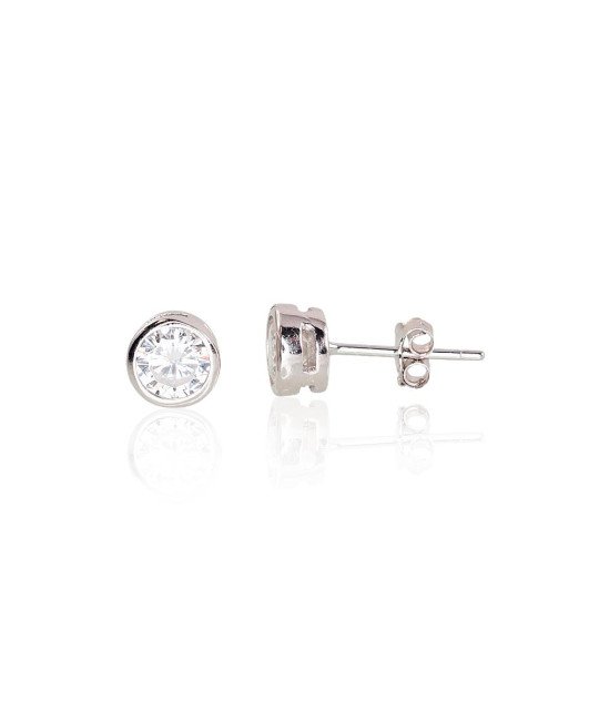 Silver stud earrings, Silver 925°, Rhodium (Plating), Zirkons