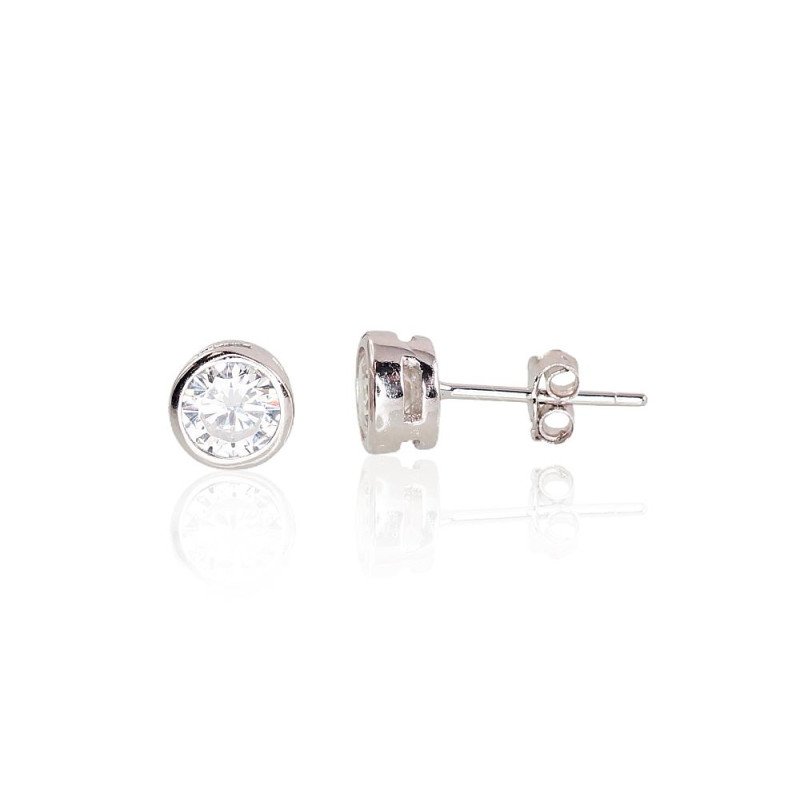 Silver stud earrings, Silver 925°, Rhodium (Plating), Zirkons