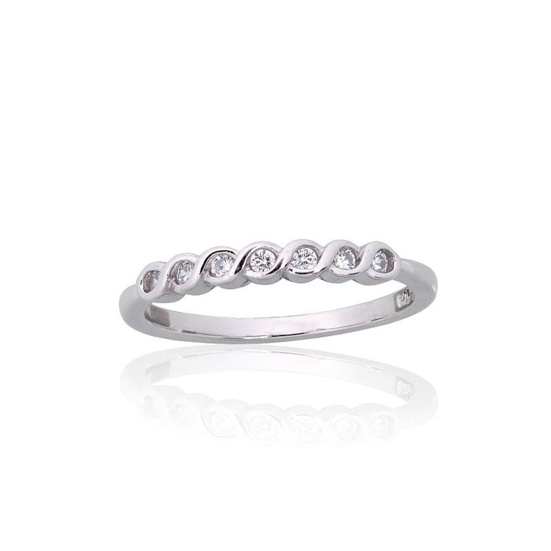 Silver ring, Silver 925°, Rhodium (Plating), Zirkons