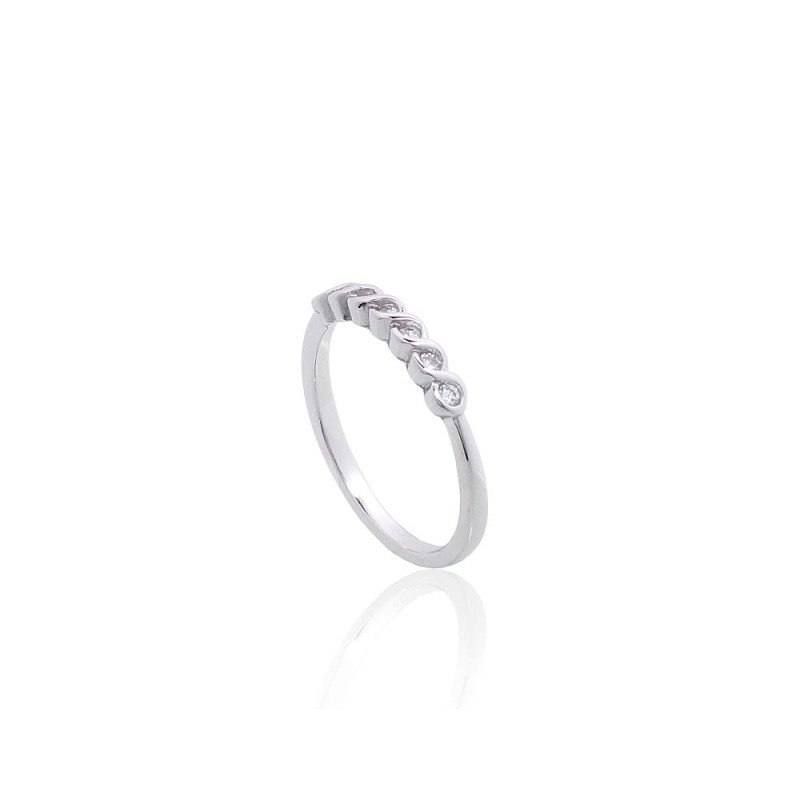 Silver ring, Silver 925°, Rhodium (Plating), Zirkons