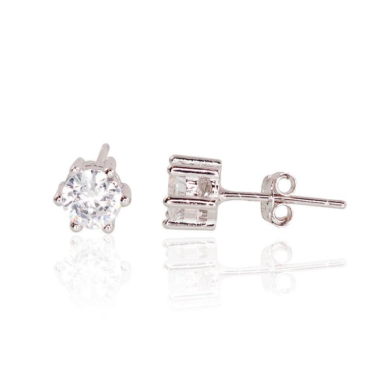 Silver stud earrings, Silver 925°, Rhodium (Plating), Zirkons