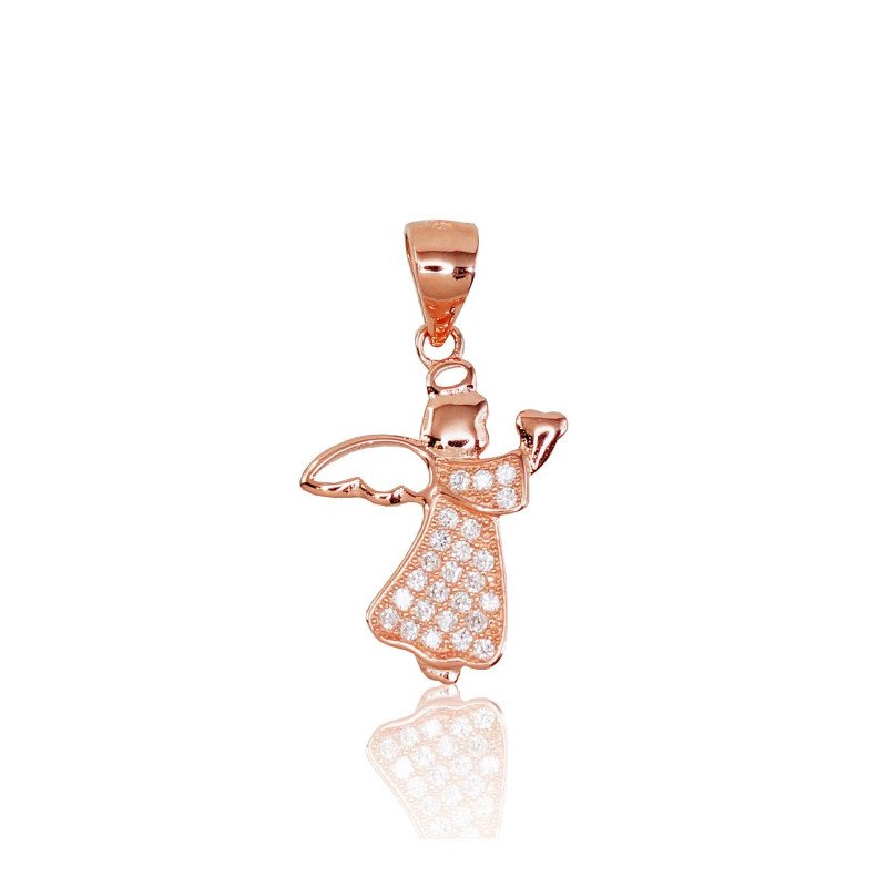 Silver pendant, Silver 925°, red gold (Plating), Zirkons