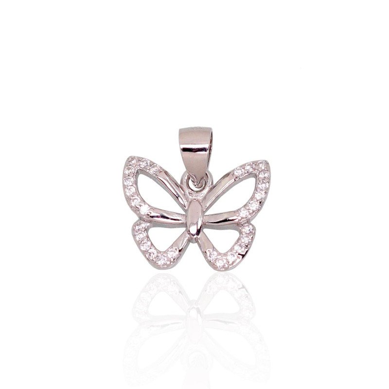 Silver pendant, Silver 925°, Rhodium (Plating), Zirkons