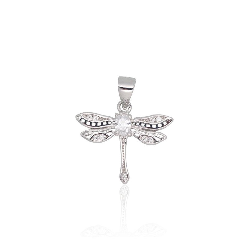 Silver pendant, Silver 925°, Rhodium (Plating), Zirkons