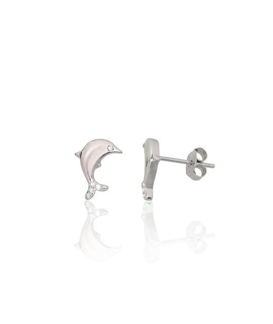 Серебряные серьги-пуссеты, Серебро 925°, родий (покрытие), Цирконы
