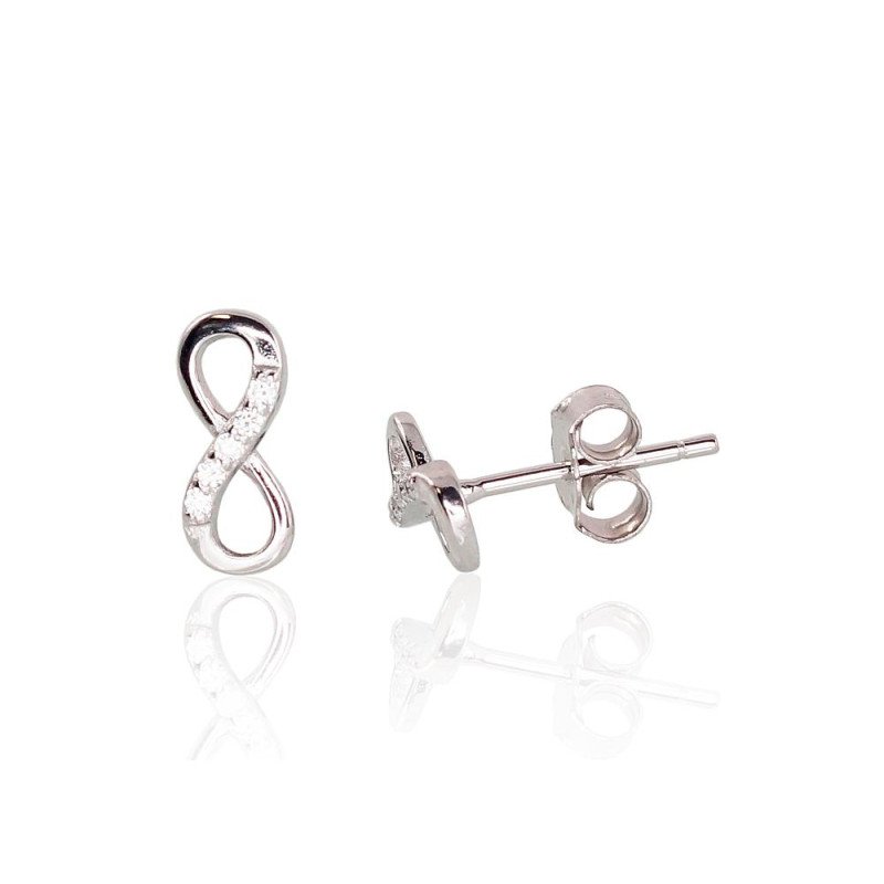 Silver stud earrings, Silver 925°, Rhodium (Plating), Zirkons