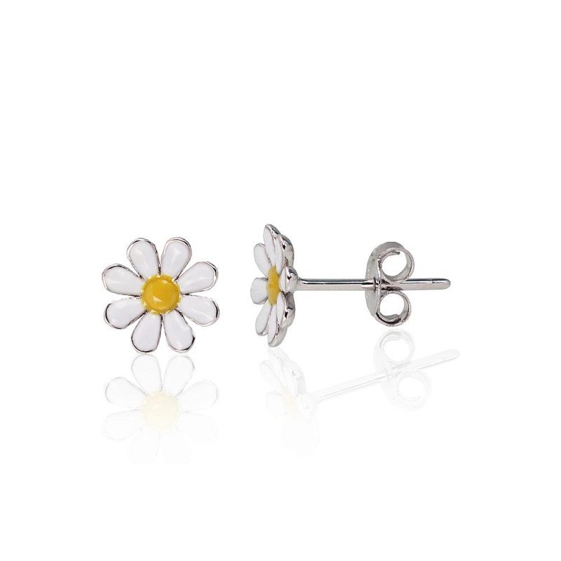 Silver stud earrings, Silver 925°, Rhodium (Plating), Jewelery enamel