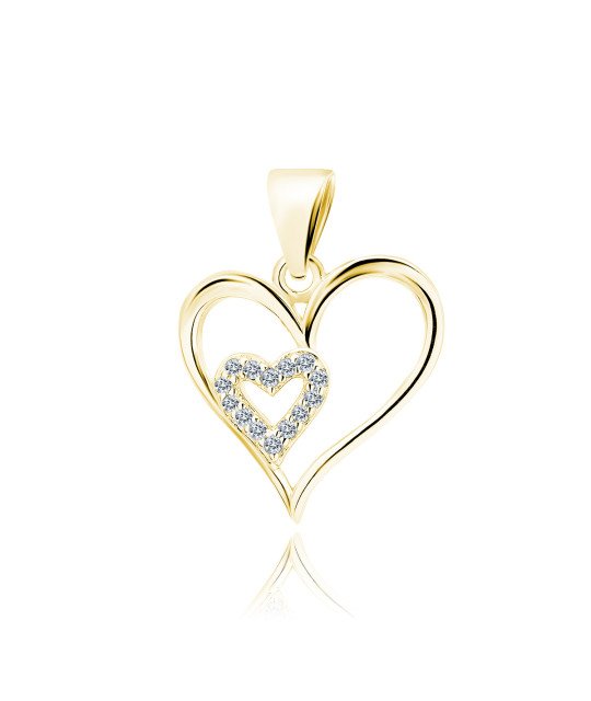 Серебряный кулон с белыми цирконами, Сердце