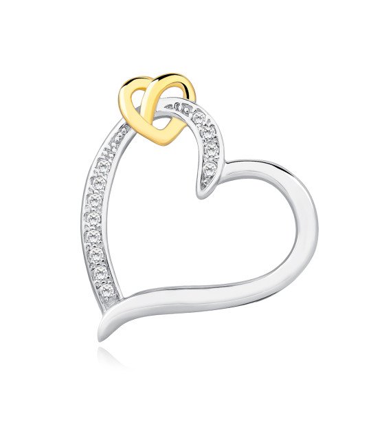 Kullatut hopeiset riipukset sydämen muodossa zirkoneilla