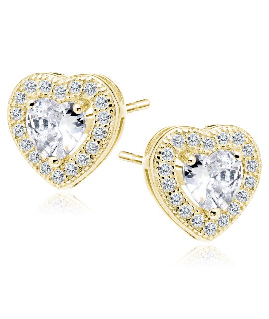 Kullatut Hopeiset Korvakorut Valkoiset Zirkonit, Sydämet