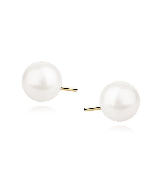 Paauksuoti Sidabriniai Auskarai, Balta Perla