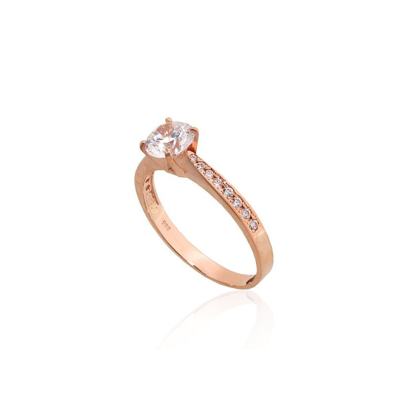 Gold ring, Red Gold 585°, Zirkons