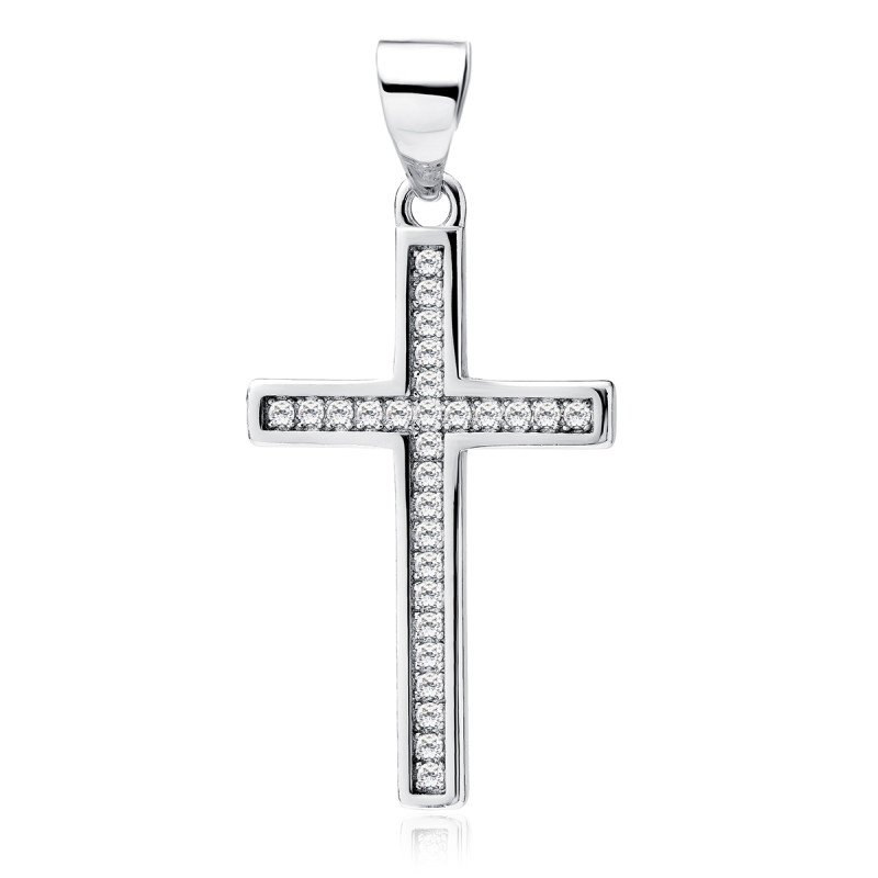 Hõbedane Ripats Rist Valgete Tsirkoonidega