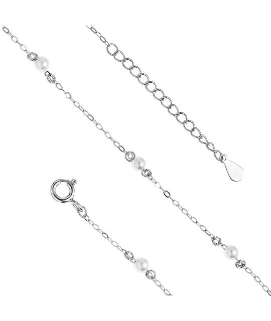 Silver Anklet with Pearl