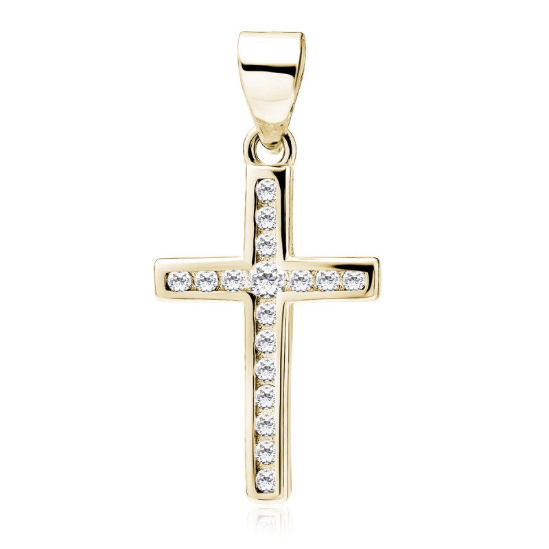 Silver Pendant Cross with White Zirconias