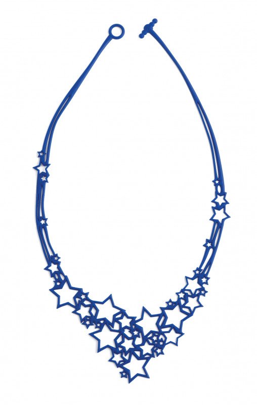ECO plastic necklace BATUCADA, Blue Stars