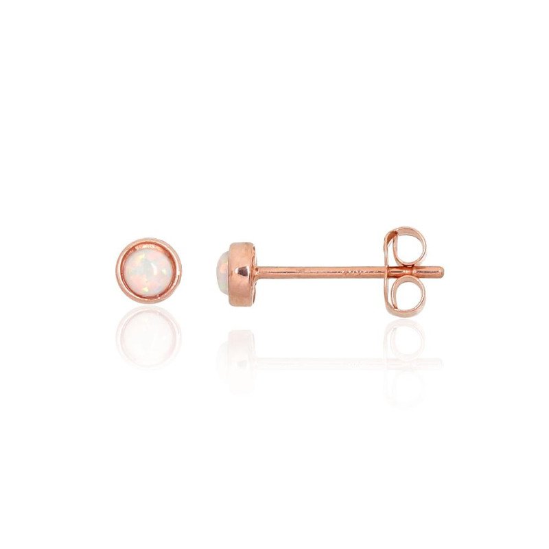 Gold classic studs earrings, Red Gold 585°, Opalit