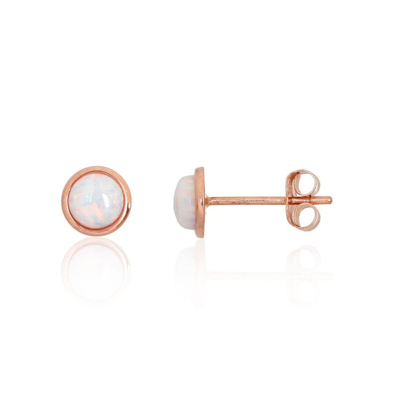 Gold classic studs earrings, Red Gold 585°, Opalit
