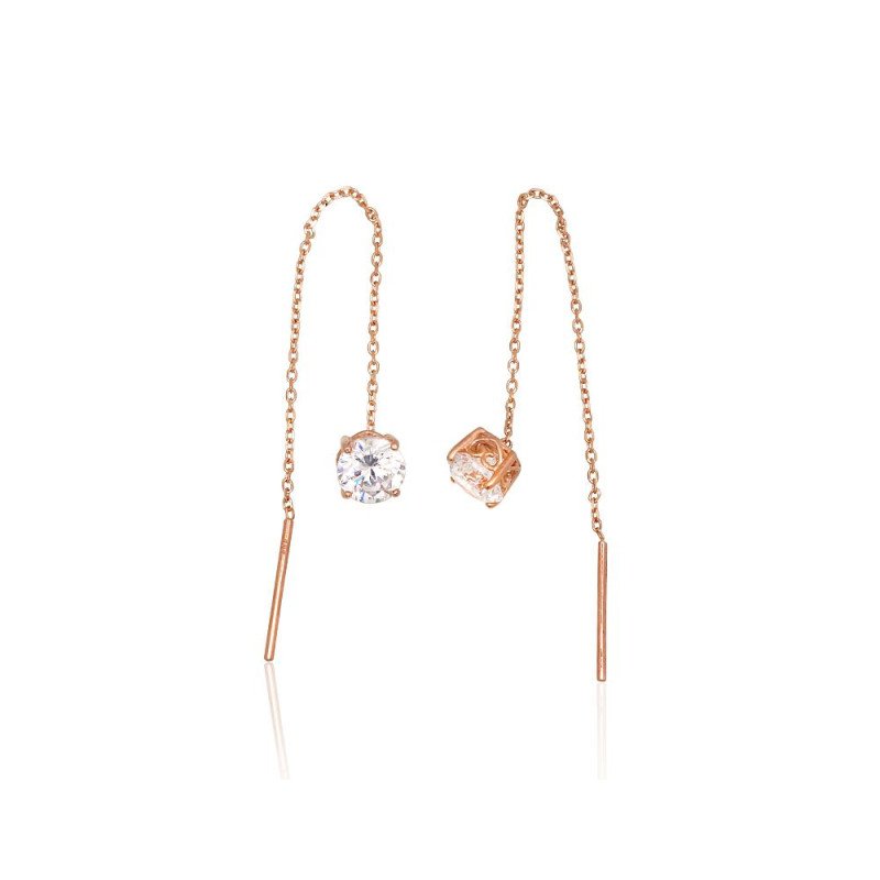 Золотые серьги, Красное Золото 585°, Цирконы