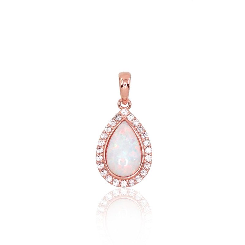 Auksinis pakabukas, Raudonas Auksas 585°, Cirkonai, Opalitas