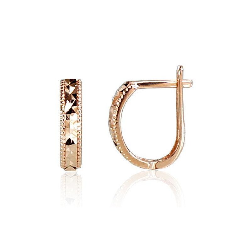 Gold earrings with 'english' lock, Red Gold 585°