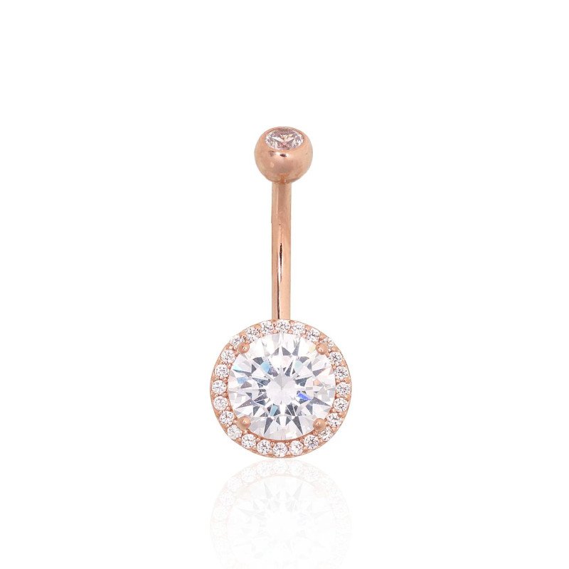 Auksinių auskarų vėrimas į bambą, Raudonas Auksas 585°, Cirkonai